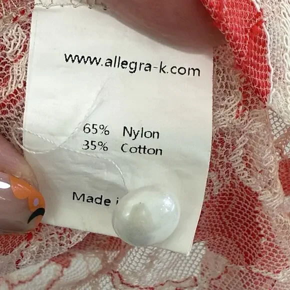 Fairy Heart Ruffle Mock Neck Sheer Mesh Lace Top Sz XL Cottage Prairie Romantic - Picture 9 of 12